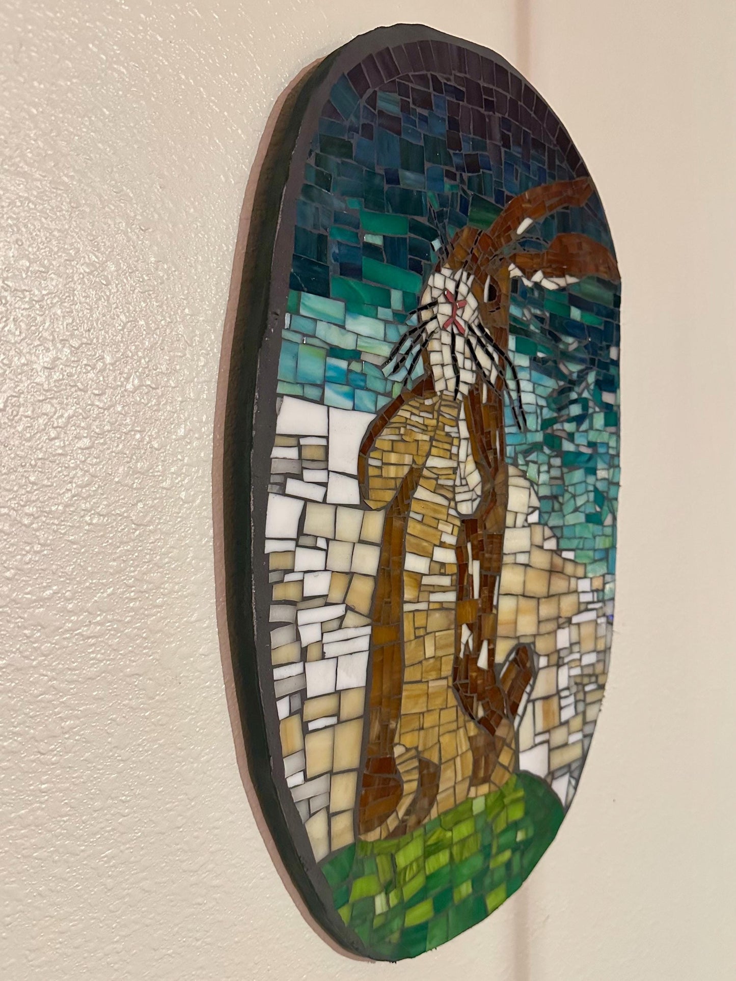 Velveteen Rabbit mosaic wall hanging - children's nursery stained glass bunny art
