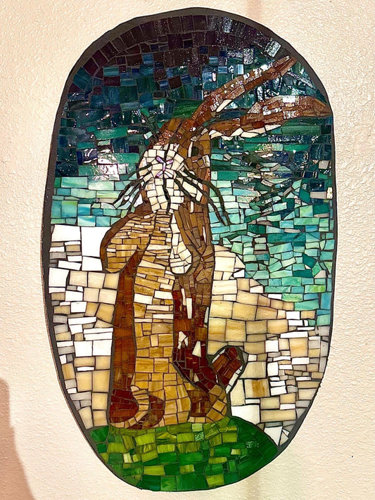 Velveteen Rabbit mosaic wall hanging - children's nursery stained glass bunny art